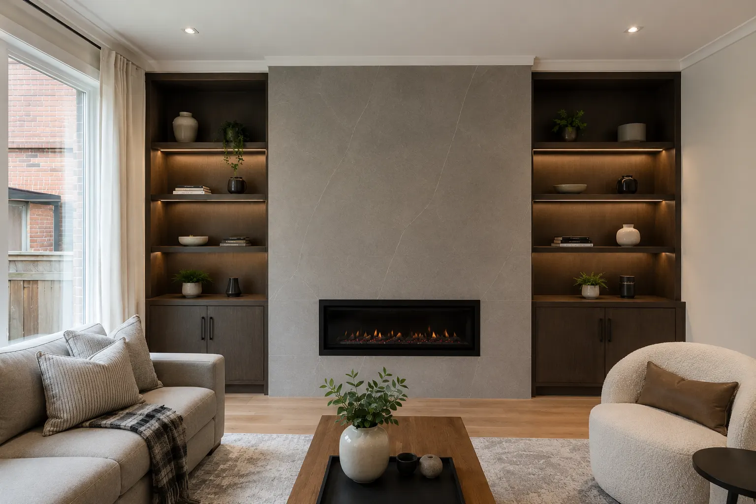 Fireplace Feature Walls Toronto being designed and built by Andare Homes